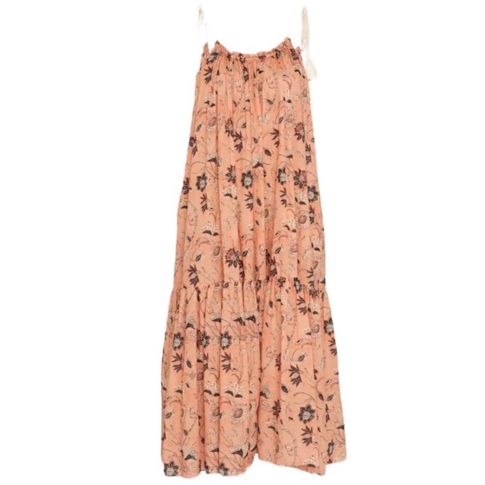 ULLA JOHNSON Cari Shoulder-Tie Maxi Beach Dress Primrose Medium MSRP $445 - Picture 3 of 3